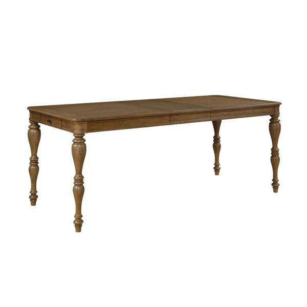 English Elm Counter Height Extendable Oak Veneer Dining Table with Dovetail Drawers for Casual Kitchens B011S04115