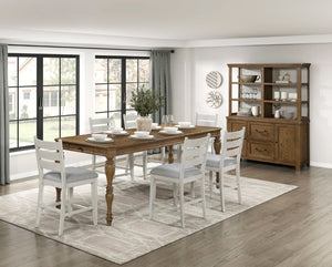 English Elm Counter Height Extendable Oak Veneer Dining Table with Dovetail Drawers for Casual Kitchens B011S04115