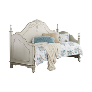 English Elm Daybed Victorian Carved Wood Frame with Antique Finish for Youth Bedroom Elegance B011S04117