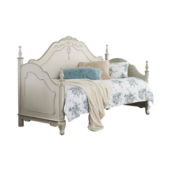 English Elm Daybed Victorian Carved Wood Frame with Antique Finish for Youth Bedroom Elegance B011S04117