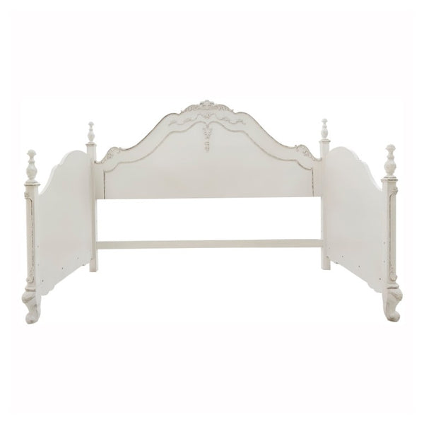English Elm Daybed Victorian Carved Wood Frame with Antique Finish for Youth Bedroom Elegance B011S04117