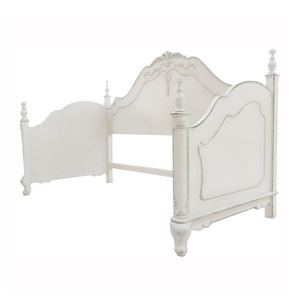 English Elm Daybed Victorian Carved Wood Frame with Antique Finish for Youth Bedroom Elegance B011S04117