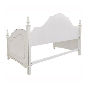 English Elm Daybed Victorian Carved Wood Frame with Antique Finish for Youth Bedroom Elegance B011S04117