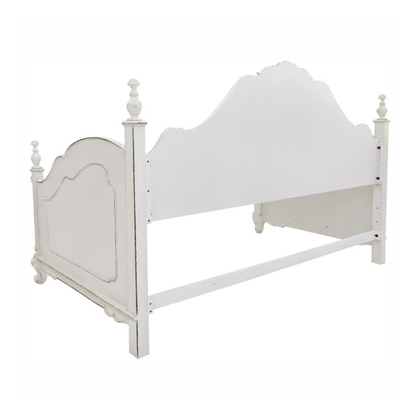English Elm Daybed Victorian Carved Wood Frame with Antique Finish for Youth Bedroom Elegance B011S04117