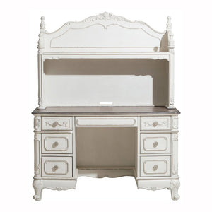 English Elm Desk and Hutch Set Victorian Carved Antique White Youth Bedroom Writing Workspace B011S04119