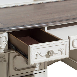 English Elm Desk and Hutch Set Victorian Carved Antique White Youth Bedroom Writing Workspace B011S04119