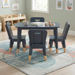 English Elm Children Activity Table Four Seat Set with Three Shelf Bookcase for Playroom B011S04132