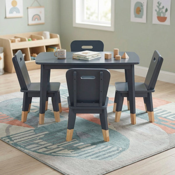 English Elm Children Activity Table Four Seat Set with Three Shelf Bookcase for Playroom B011S04132