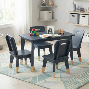 English Elm Children Activity Table Four Seat Set with Three Shelf Bookcase for Playroom B011S04132