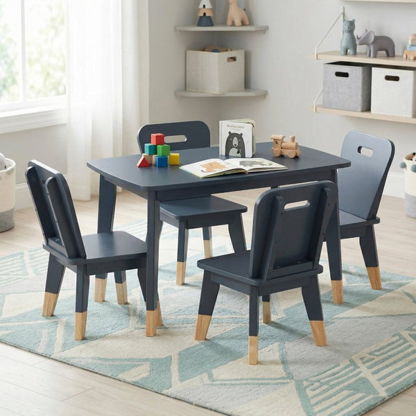 English Elm Children Activity Table Four Seat Set with Three Shelf Bookcase for Playroom B011S04132