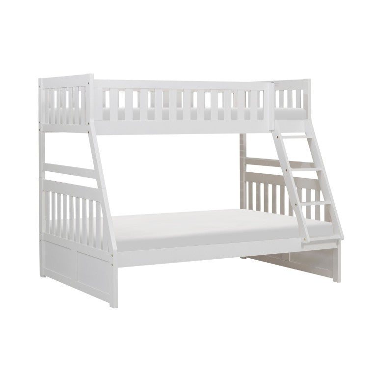 English Elm Bed Twin Over Bunk Engineered Wood White Finish Youth Shared Bedroom Solution B011S04141