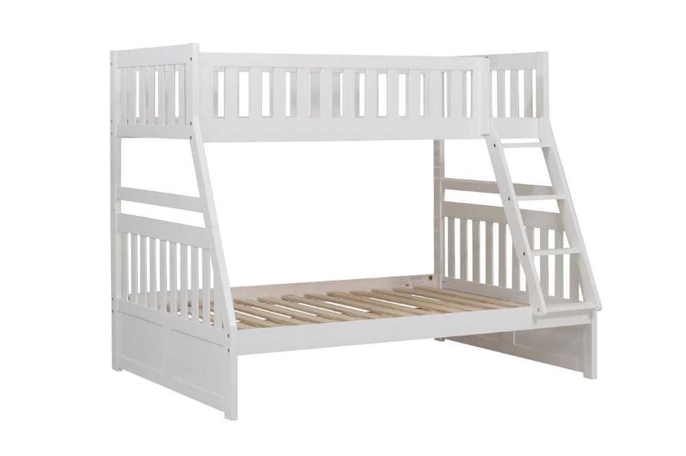 English Elm Bed Twin Over Bunk Engineered Wood White Finish Youth Shared Bedroom Solution B011S04141