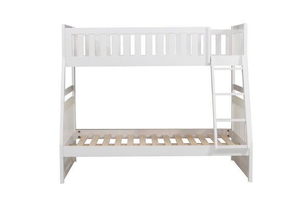 English Elm Bed Twin Over Step Bunk with Staircase Storage Youth Engineered Wood White B011S04142