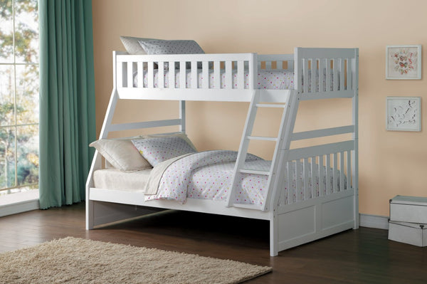 English Elm Bed Twin Over Step Bunk with Staircase Storage Youth Engineered Wood White B011S04142