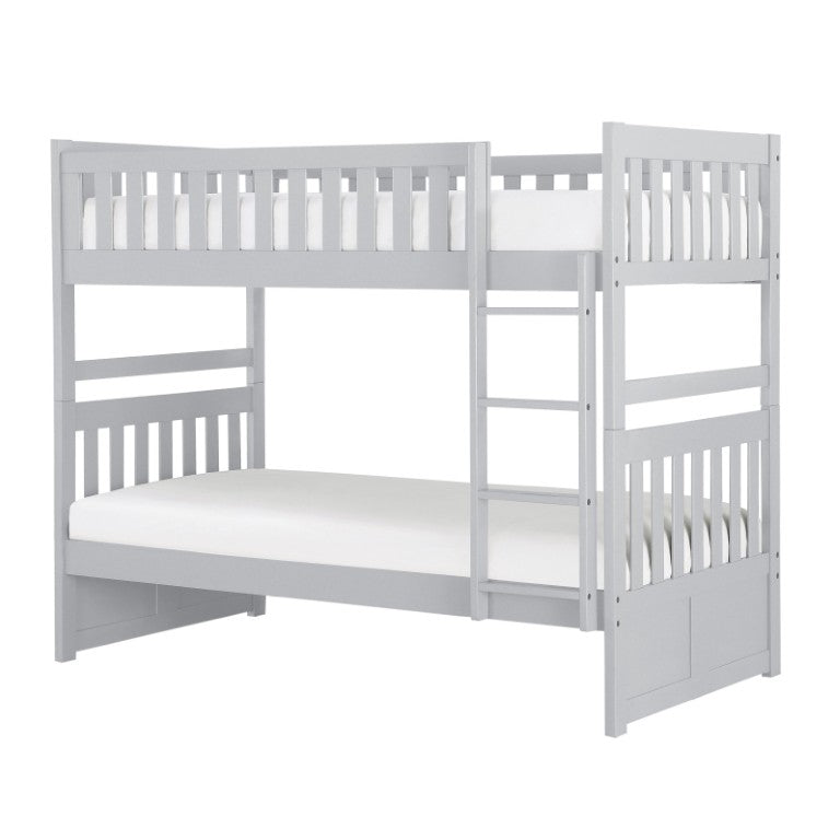 English Elm Bed Twin Over Step Bunk with Trundle Storage Staircase Gray Youth Bedroom B011S04144