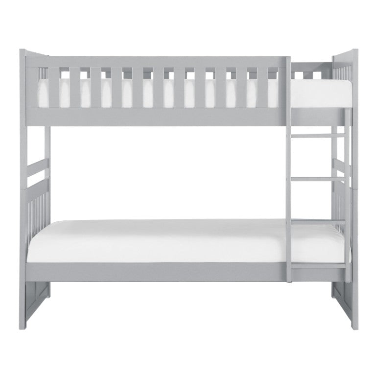 English Elm Bed Twin Over Step Bunk with Trundle Storage Staircase Gray Youth Bedroom B011S04144
