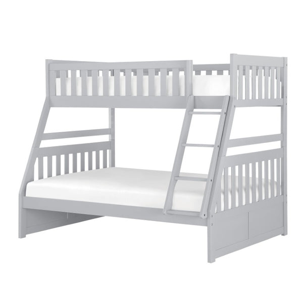 English Elm Bed Twin Over Full Bunk with Pull Out Trundle Engineered Wood Gray Youth Bedroom B011S04151