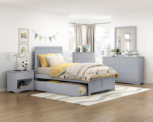 English Elm Bed Twin Over Full Bunk with Pull Out Trundle Engineered Wood Gray Youth Bedroom B011S04151