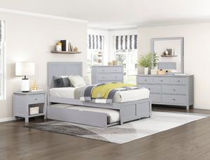 English Elm Bed Twin Over Full Bunk with Pull Out Trundle Engineered Wood Gray Youth Bedroom B011S04151