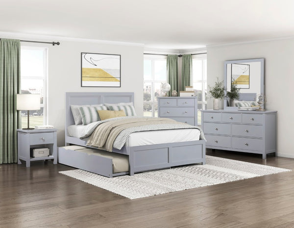 English Elm Bed Twin Over Full Bunk with Pull Out Trundle Engineered Wood Gray Youth Bedroom B011S04151