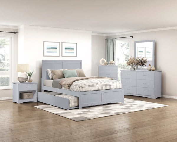 English Elm Bed Twin Over Full Bunk with Pull Out Trundle Engineered Wood Gray Youth Bedroom B011S04151