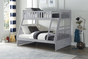 English Elm Bed Twin Over Full Bunk with Pull Out Trundle Engineered Wood Gray Youth Bedroom B011S04151