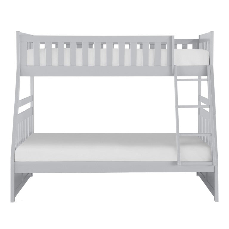 English Elm Bed Twin Over Full Bunk with Underbed Storage Gray Engineered Wood Youth Bedroom B011S04152
