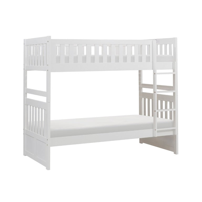 English Elm Bed Twin Over Step Bunk with Trundle Engineered Wood White Youth Bedroom B011S04157