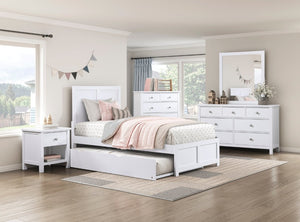 English Elm Bed Twin Over Step Bunk with Trundle Engineered Wood White Youth Bedroom B011S04157