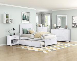 English Elm Bed Twin Over Step Bunk with Trundle Engineered Wood White Youth Bedroom B011S04157