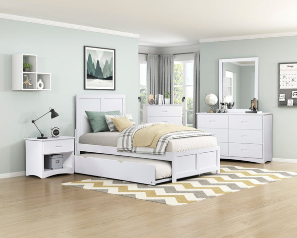 English Elm Bed Twin Over Step Bunk with Trundle Engineered Wood White Youth Bedroom B011S04157