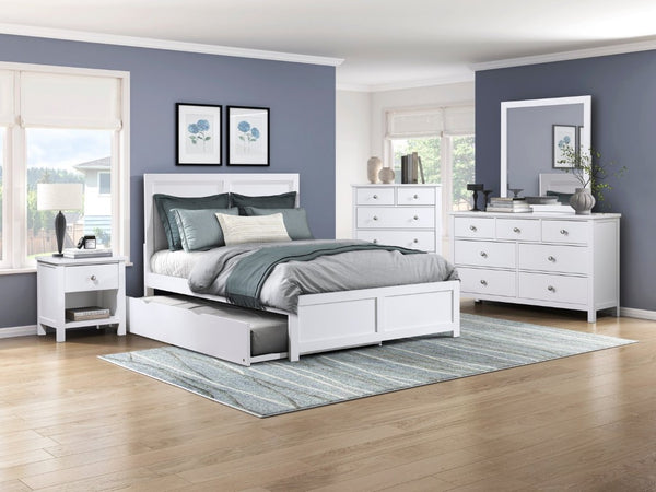 English Elm Bed Twin Over Step Bunk with Trundle Engineered Wood White Youth Bedroom B011S04157