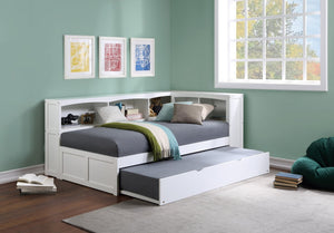 English Elm Bed Twin Over Step Bunk with Trundle Engineered Wood White Youth Bedroom B011S04157