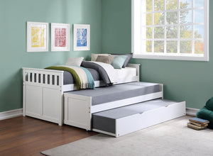 English Elm Bed Twin Over Step Bunk with Trundle Engineered Wood White Youth Bedroom B011S04157