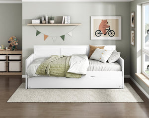English Elm Bed Twin Over Step Bunk with Trundle Engineered Wood White Youth Bedroom B011S04157