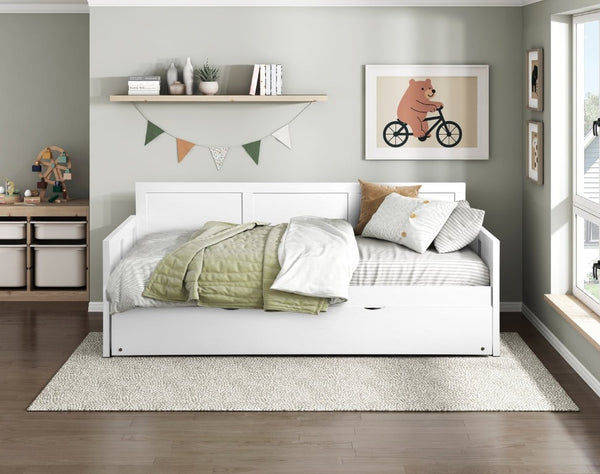 English Elm Bed Twin Over Step Bunk with Trundle Engineered Wood White Youth Bedroom B011S04157