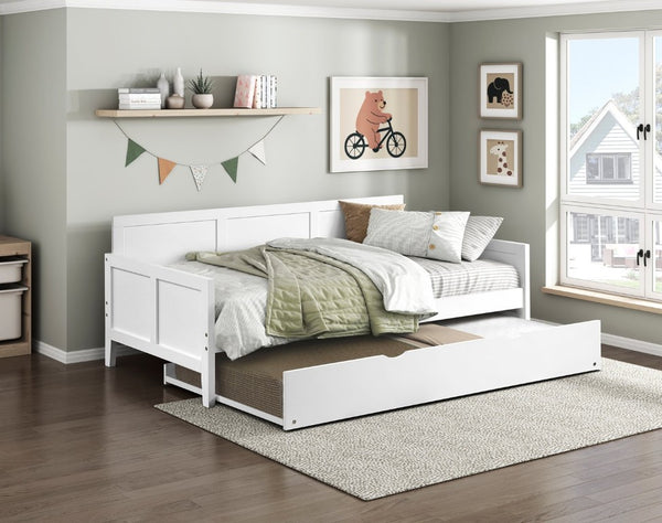 English Elm Bed Twin Over Step Bunk with Trundle Engineered Wood White Youth Bedroom B011S04157