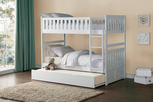 English Elm Bed Twin Over Step Bunk with Trundle Engineered Wood White Youth Bedroom B011S04157