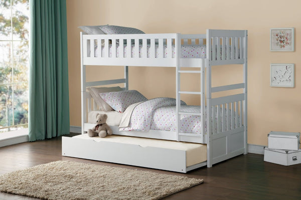 English Elm Bed Twin Over Step Bunk with Trundle Engineered Wood White Youth Bedroom B011S04157