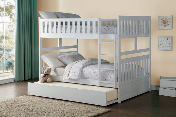 English Elm Bed Twin Over Step Bunk with Trundle Engineered Wood White Youth Bedroom B011S04157