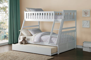 English Elm Bed Twin Over Step Bunk with Trundle Engineered Wood White Youth Bedroom B011S04157