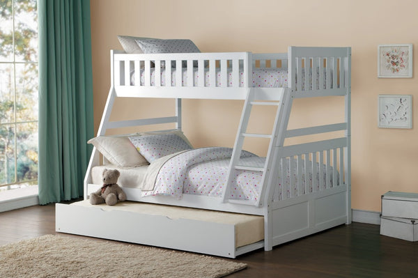 English Elm Bed Twin Over Step Bunk with Trundle Engineered Wood White Youth Bedroom B011S04157
