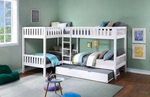 English Elm Bed Twin Over Step Bunk with Trundle Engineered Wood White Youth Bedroom B011S04157