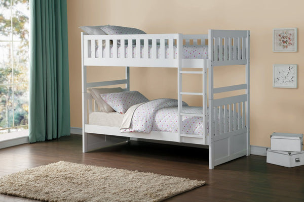 English Elm Bed Twin Over Step Bunk with Trundle Engineered Wood White Youth Bedroom B011S04157