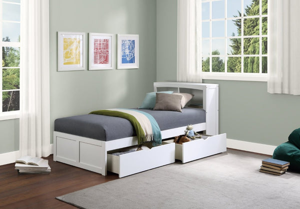 English Elm Bed Twin Over Step Bunk with Staircase Storage Youth White Engineered Wood B011S04158