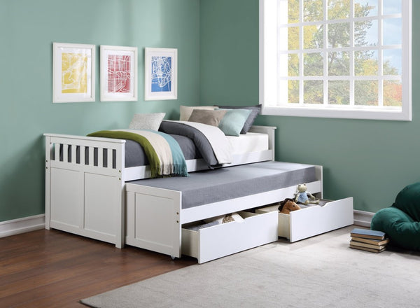 English Elm Bed Twin Over Step Bunk with Staircase Storage Youth White Engineered Wood B011S04158