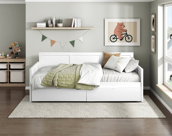 English Elm Bed Twin Over Step Bunk with Staircase Storage Youth White Engineered Wood B011S04158