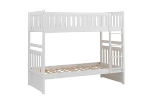 English Elm Bed Twin Over Step Bunk with Staircase Storage Youth White Engineered Wood B011S04158