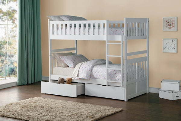 English Elm Bed Twin Over Step Bunk with Staircase Storage Youth White Engineered Wood B011S04158