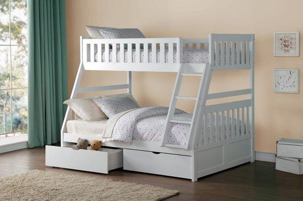 English Elm Bed Twin Over Step Bunk with Staircase Storage Youth White Engineered Wood B011S04158